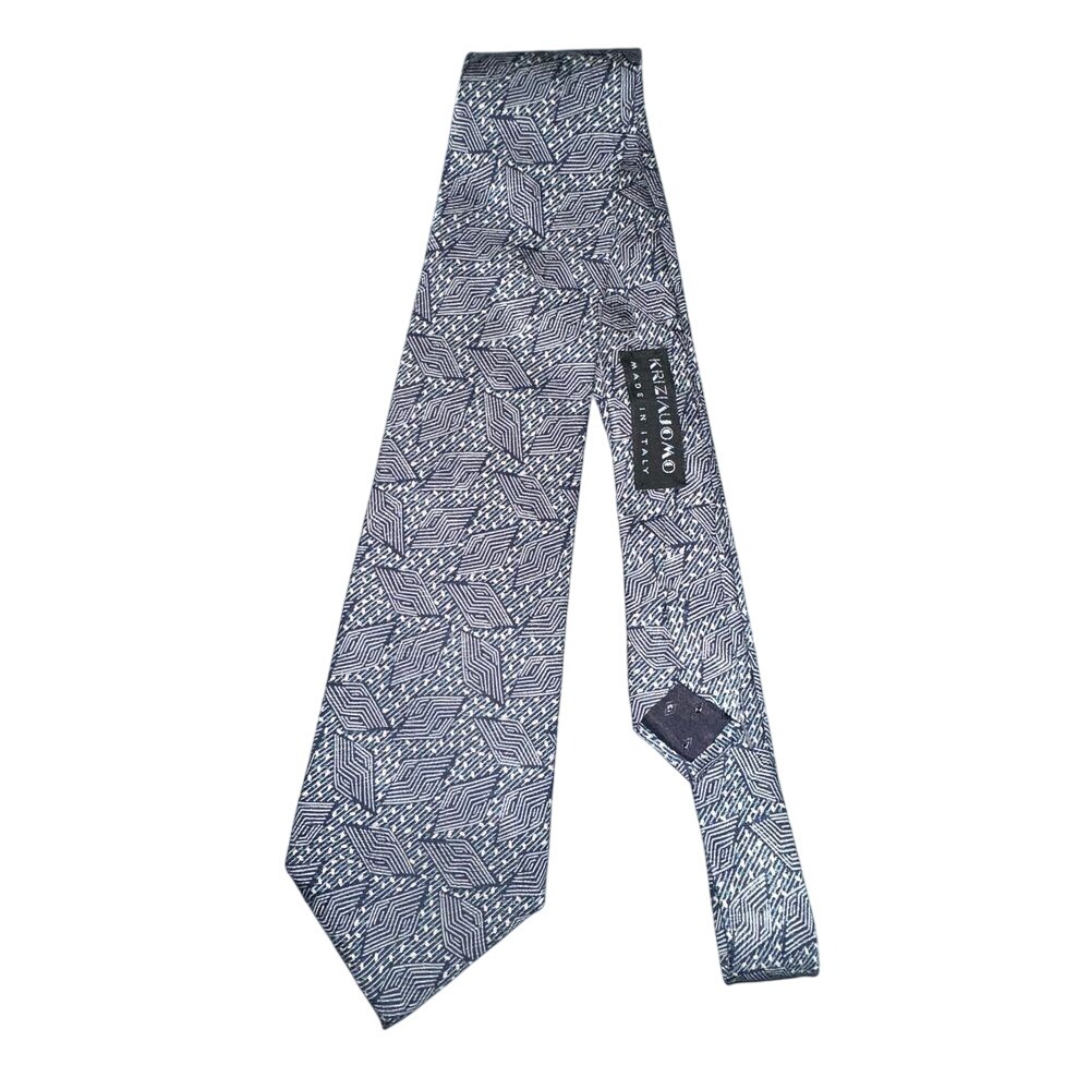 Krizia Uomo Geometric Necktie Blue Silk Tie‎ Made in Italy Mens